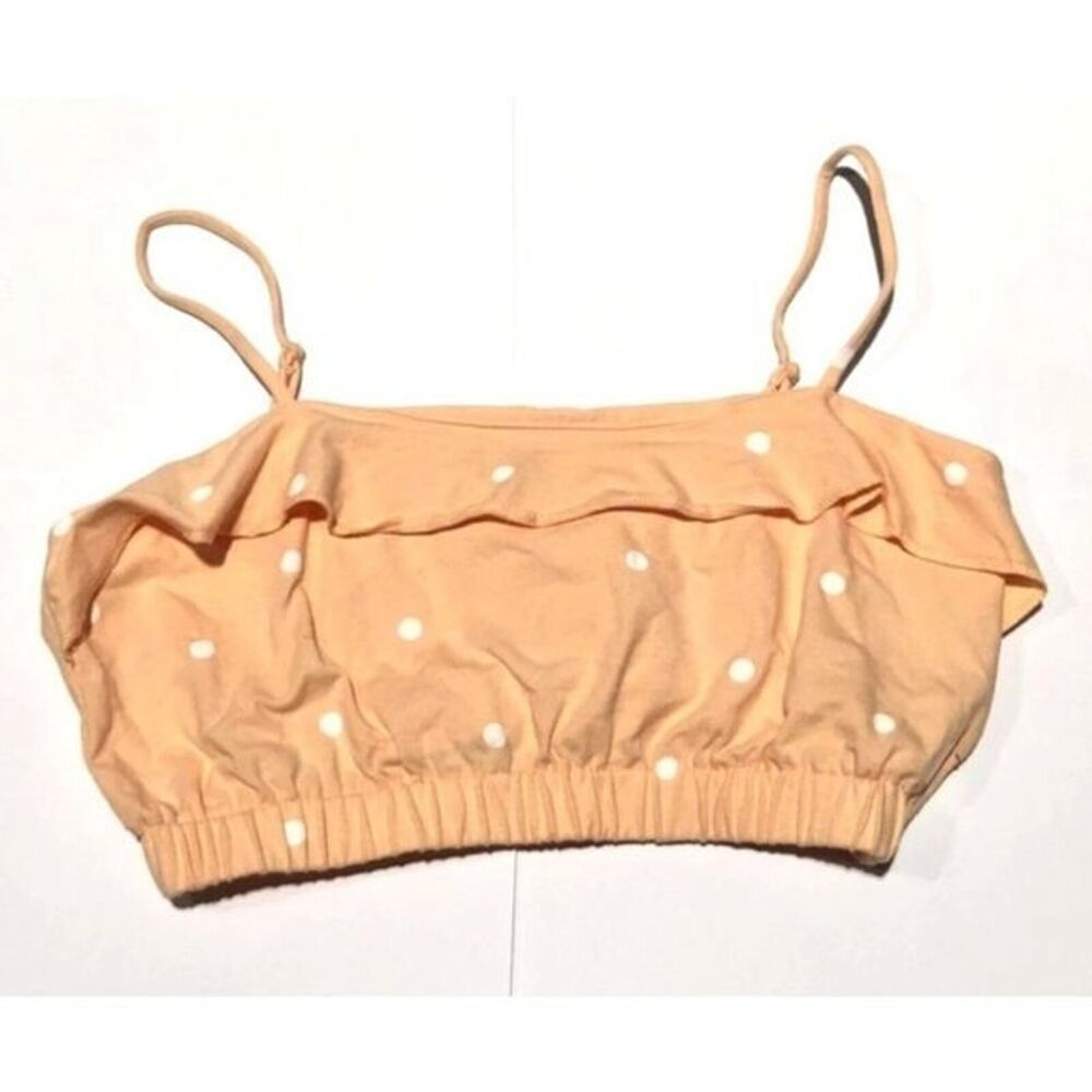 Crop Top Peach Polka Dot Spaghetti Strap Top by L.A. Hearts - Medium